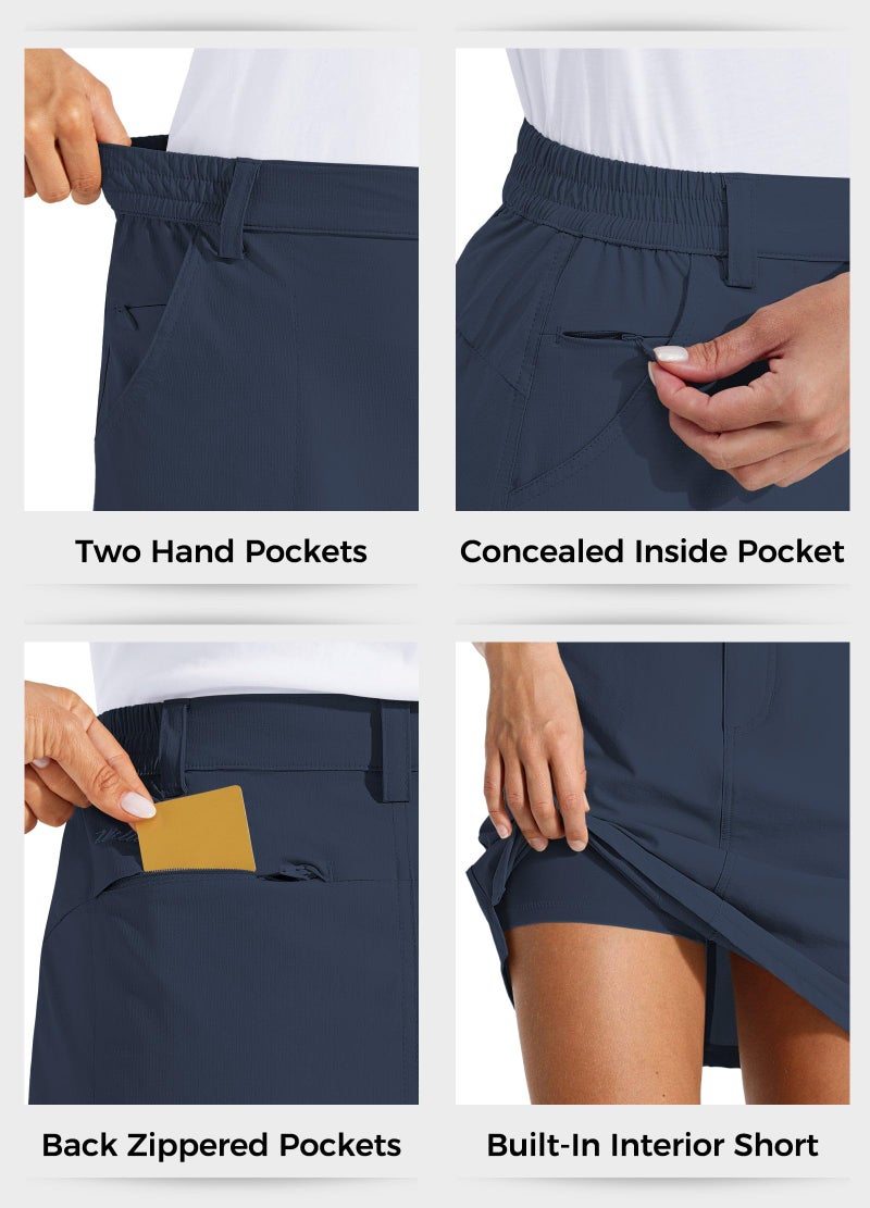 Willit Women's Skorts Golf Casual Skort Skirts UPF 50+ Quick Dry Zip Pockets Outdoor Hiking Navy Blue L - Image 5